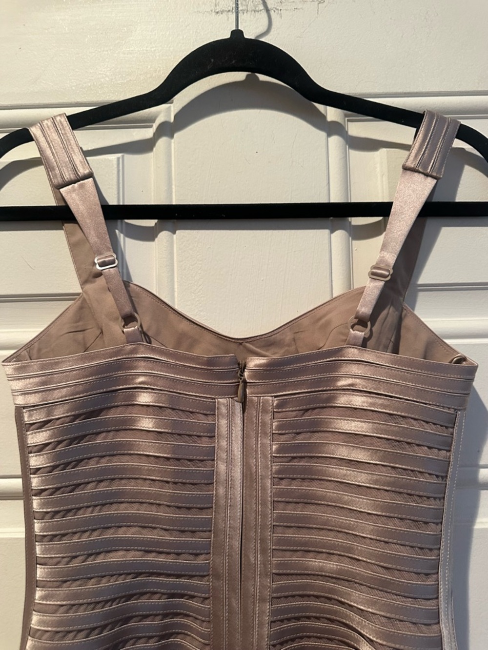 BCBGMaxAzria Metallic Taupe Strappy Mini Dress - Picture 11 of 15